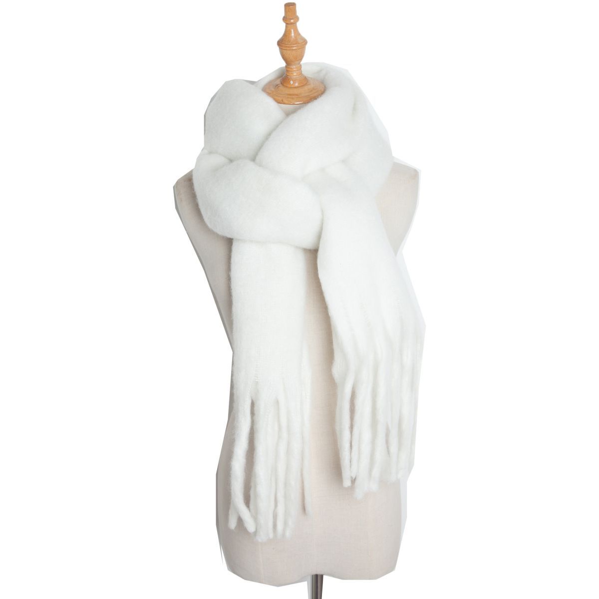 Thick Women's Scarf in Mohair Twist Braid, Stylish Plush Winter Accessory for Warmth and Elegance
