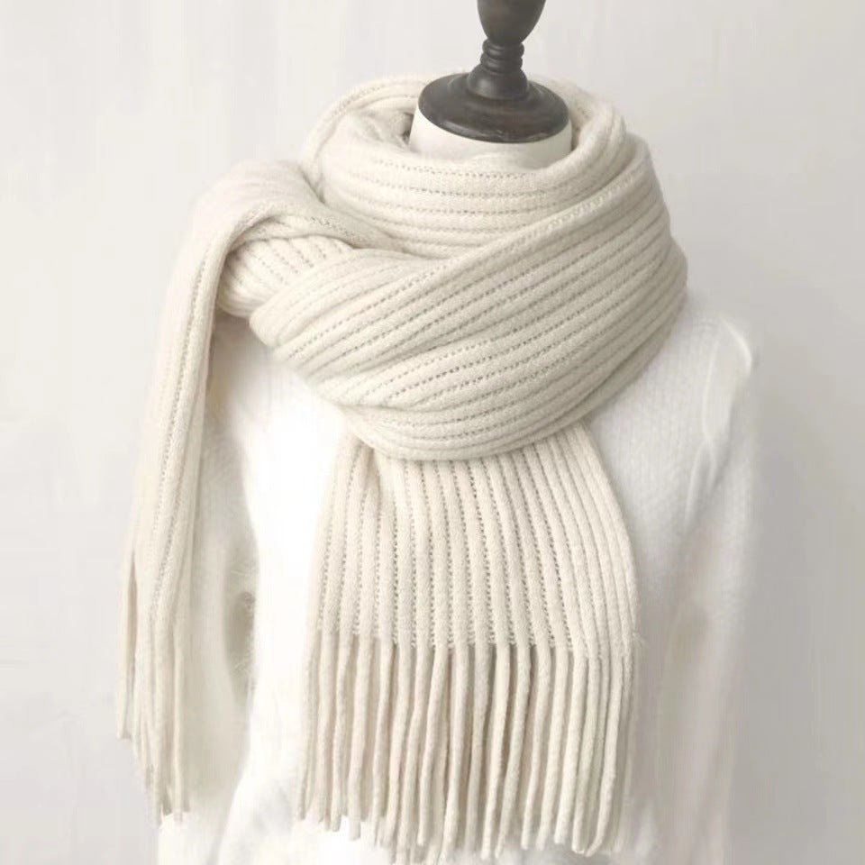 Thickened Warm Scarf For Couples - Versatile Acrylic Knit With Tassels, 40 x 200cm, Winter Styles