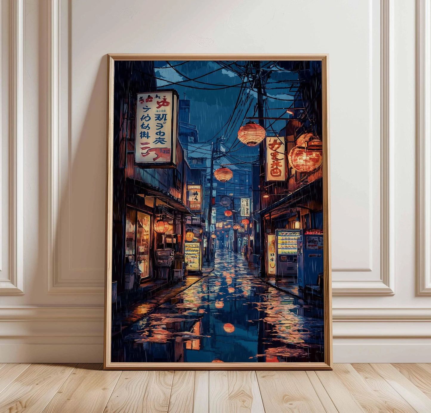 Tokyo City Street View Wall Poster – Modern Night Scene Art Print | DArtano
