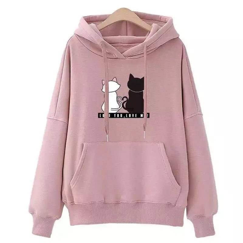 Cartoon Hoodie - Cozy Korean Loose Fit Top with Velvet Lining
