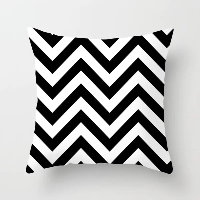 Yellow & Black Geometric Pillow Cover – Modern Abstract Cushion Case 45×45cm