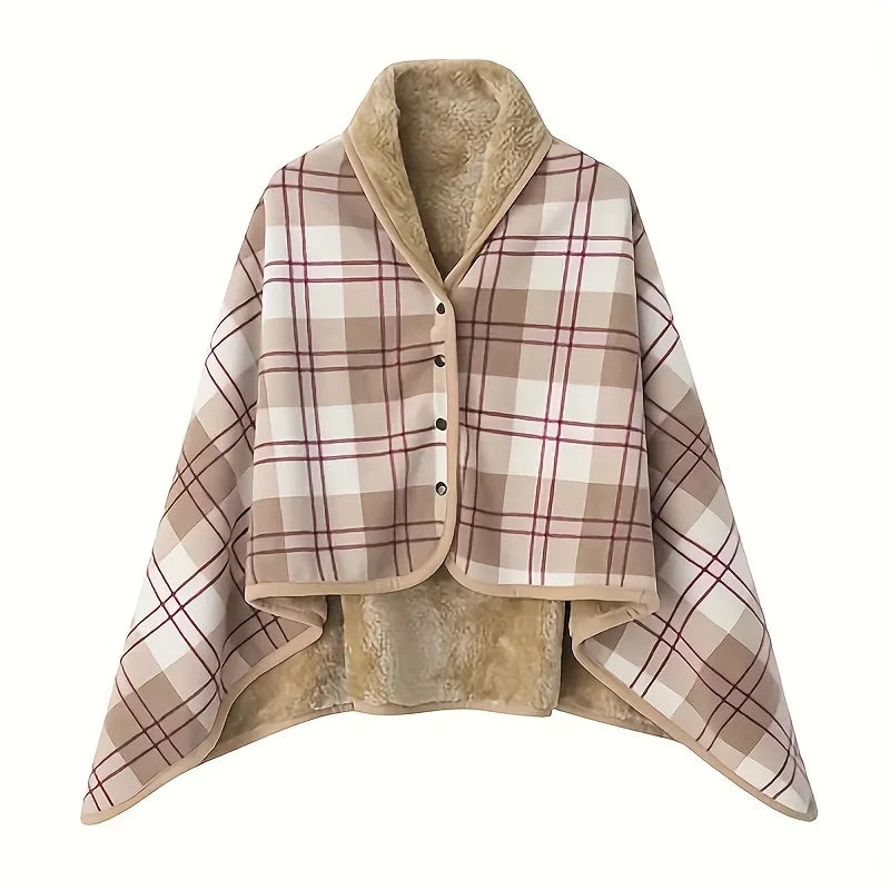 Wearable Flannel Blanket Shawl – Soft Fleece Wrap for Home & Office