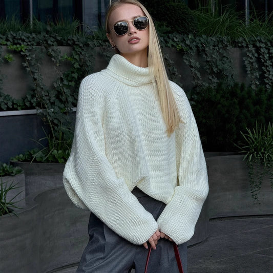 Women’s White Pullover Loose Sweater