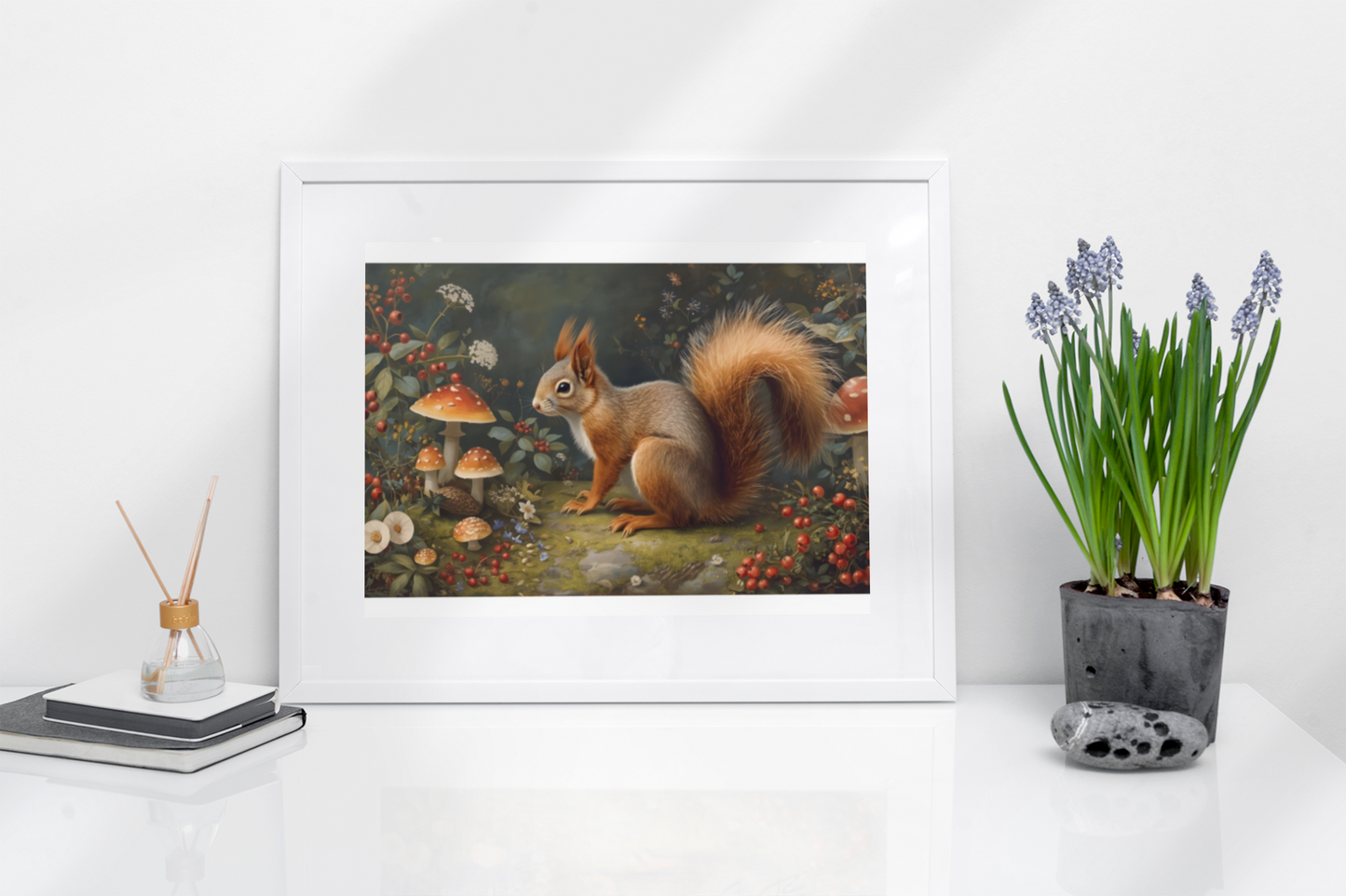 Woodland Squirrel Framed Print – Rustic Nature Wall Art